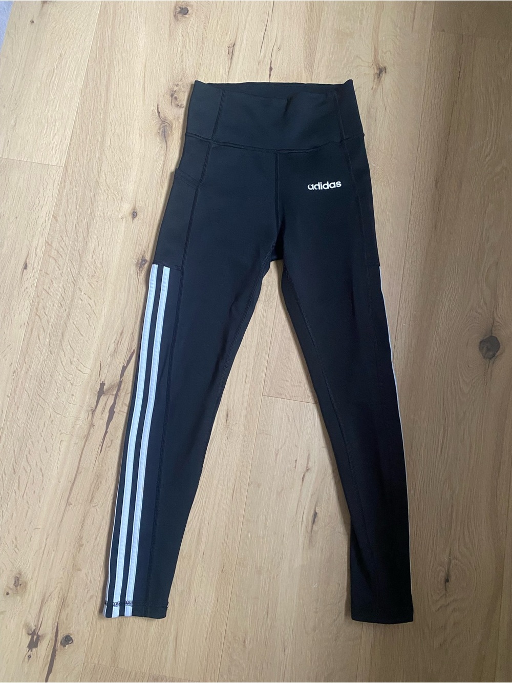 adidas Black Leggings with White 3-Stripes